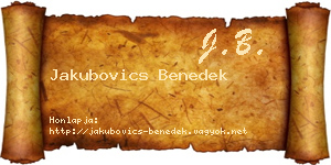 Jakubovics Benedek névjegykártya